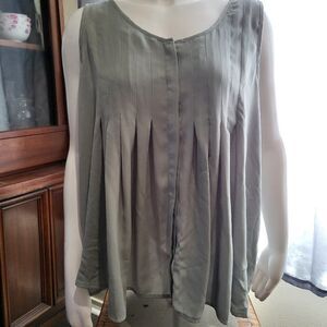 Sage green Lauren Conrad Pleated Dress Blouse. XL.